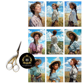 プレーリ女性のカーボーイコラージュデクページ 薄葉紙