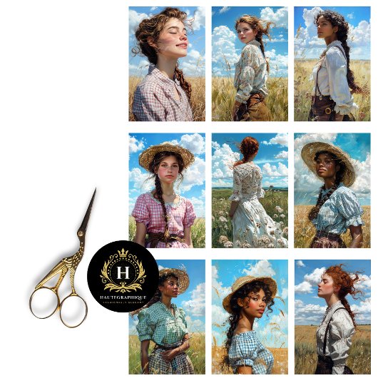 プレーリ女性のカーボーイコラージュデクページ 薄葉紙