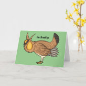 プレーリ素晴らしーチキン漫画イラストレーション カード (黄色い花)