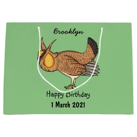 プレーリ素晴らしーチキン漫画イラストレーション ラージペーパーバッグ (正面)