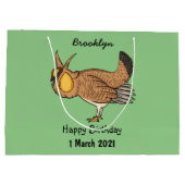 プレーリ素晴らしーチキン漫画イラストレーション ラージペーパーバッグ (裏面)