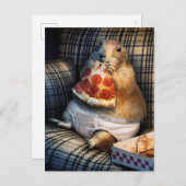 プレーリ食べ物ドッグのピザ インビテーションポストカード (正面/裏面)