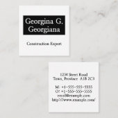 プレーンおよびミニマル建築の専門家の名刺 スクエア名刺 (正面/裏面)