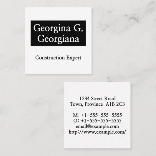 プレーンおよびミニマル建築の専門家の名刺 スクエア名刺 (正面/裏面)