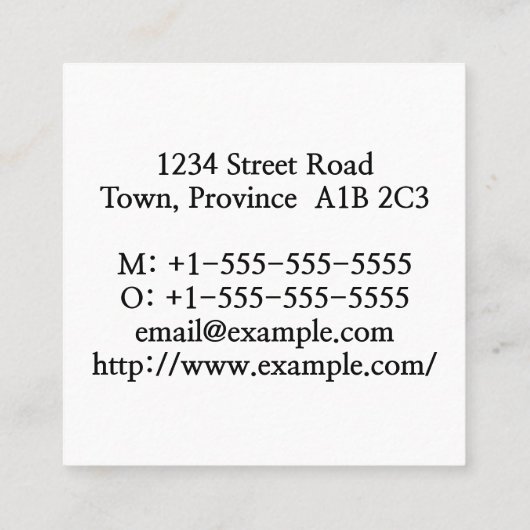 プレーンおよびミニマル建築の専門家の名刺 スクエア名刺 (裏面)