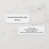 プレーンおよびミニマル弁護士名刺 スキニー名刺 (正面/裏面)