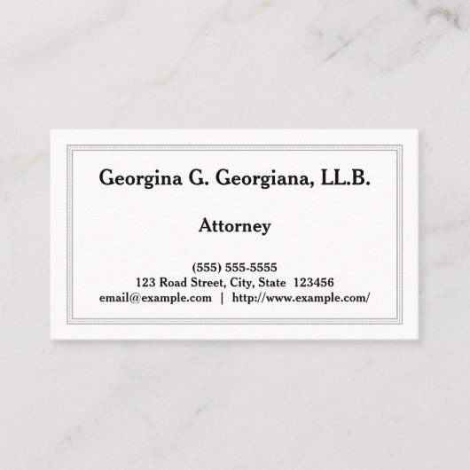 プレーンで保守的な弁護士名刺 名刺 (正面)