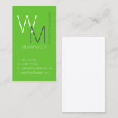 プレーンとシンプルグリーンモノグラムの名刺 名刺 (正面/裏面)