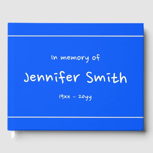 プレーンとシンプルブルーの哀悼のゲストブック ゲストブック (正面)