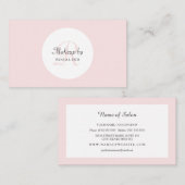 プレーンとシンプルライトピンクのモノグラムメイクアップアーティスト 名刺 (正面/裏面)