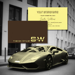 プレーンなコーヒーブラウンとモノグラムのクリームシンプル付き 名刺