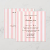 プレーンなピンクのストライプの結婚式招待状 招待状 (正面/裏面)