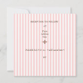 プレーンなピンクのストライプの結婚式招待状 招待状 (裏面)