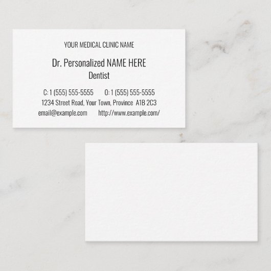 プレーンなベーシック・ビジネス・カード 名刺 (正面/裏面)