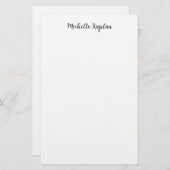プレーンな白いシンプルなモダンな名前編集カリグラフィー 便箋 (正面/裏面)