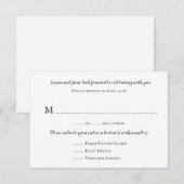 プレーンな白のメニュー RSVP カード ゲスト数返信 (正面/裏面)