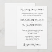 プレーンな白の結婚式招待状 招待状 (正面/裏面)