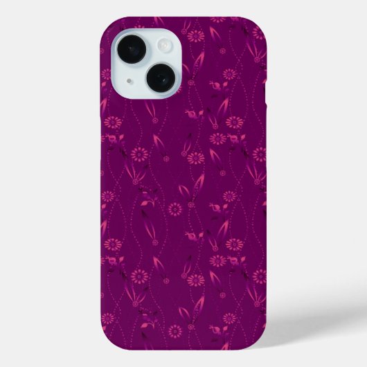 プレーンな花柄のレトロなバーガンディ Case-Mate iPhoneケース (裏面)