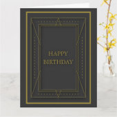 プレーンな黒と金ゴールドの誕生日カード カード (黄色い花)