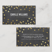 プレーンはっきりした紙吹雪ミニマル金ゴールドの古典的な黒板 名刺 (正面/裏面)