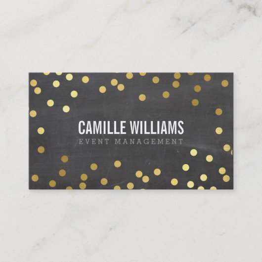 プレーンはっきりした紙吹雪ミニマル金ゴールドの古典的な黒板 名刺 (正面)
