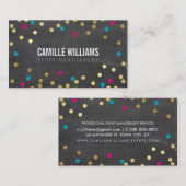 プレーンはっきりした紙吹雪ミニマル金ゴールドピンクチョーク板 名刺 (正面/裏面)