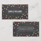 プレーンはっきりした紙吹雪ミニマル金ゴールドピンクチョーク板 名刺 (正面/裏面)