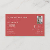 プレーンインディアンレッドとモノグラム写真と宝石 名刺 (裏面)