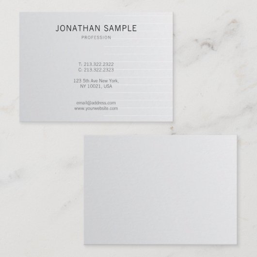 プレーンエレガントお洒落シルバーグラマートレンディーラグジュアリー 名刺 (正面/裏面)