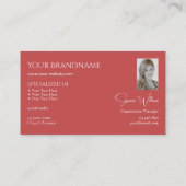 プレーンエレガントインディアンレッドとモノグラムと写真 名刺 (裏面)