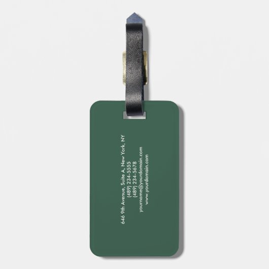 プレーンエレガントグリーンミニマルモダンリスト ラゲッジタグ (裏面縦)