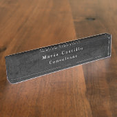 プレーンエレガントグレーウッドミニマルモダンリスト デスクネームプレート (側面)