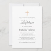 プレーンエレガントコーヒシンプルークリームバプテスマ 招待状 (正面)