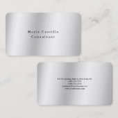 プレーンエレガントシルバーグレーのミニマルモダンリスト 名刺 (正面/裏面)