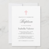 プレーンエレガントシンプルピンククロスバプテスマ 招待状 (正面)