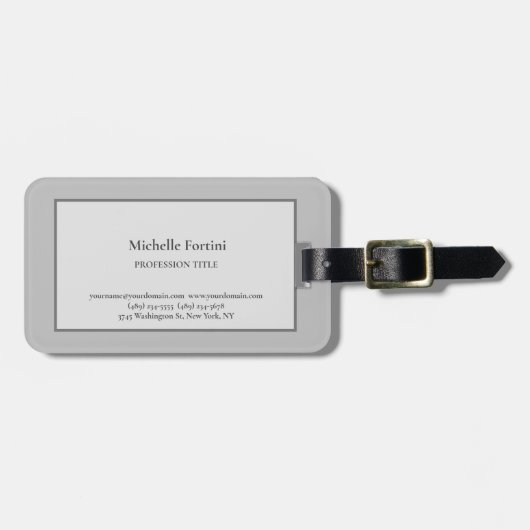 プレーンエレガントシンプルミニマリストグレー ラゲッジタグ (正面横)