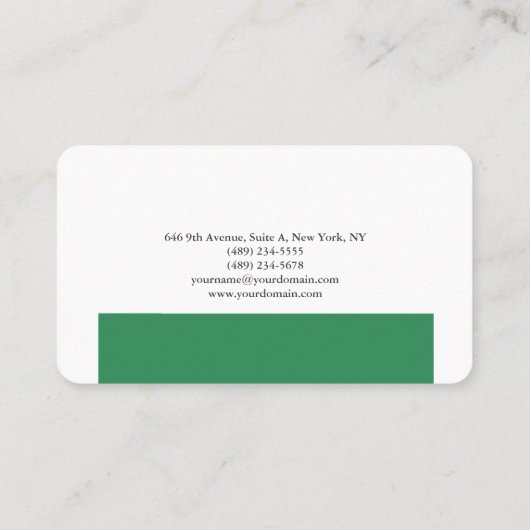 プレーンエレガントシーグリーンホワイトミニマリストデザイン 名刺 (裏面)
