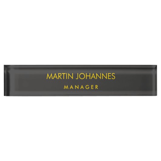 プレーンエレガントスタイリッシュ金ゴールドカラーブラック名前をカスタムする デスクネームプレート (正面)