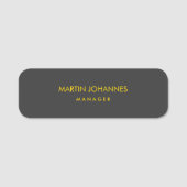 プレーンエレガントスタイリッシュ金ゴールドカラーブラック名前をカスタムする 名札 (正面)