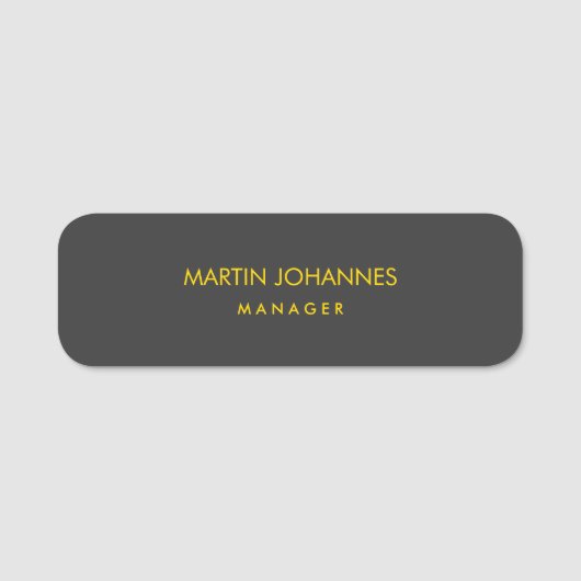 プレーンエレガントスタイリッシュ金ゴールドカラーブラック名前をカスタムする 名札 (正面)