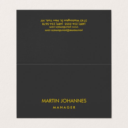 プレーンエレガントスタイリッシュ金ゴールドカラープレミアムブラック 名刺 (外部フラット)