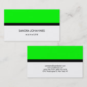 プレーンエレガントスタイルグリーンホワイトブラックプロフェッショナル 名刺 (正面/裏面)