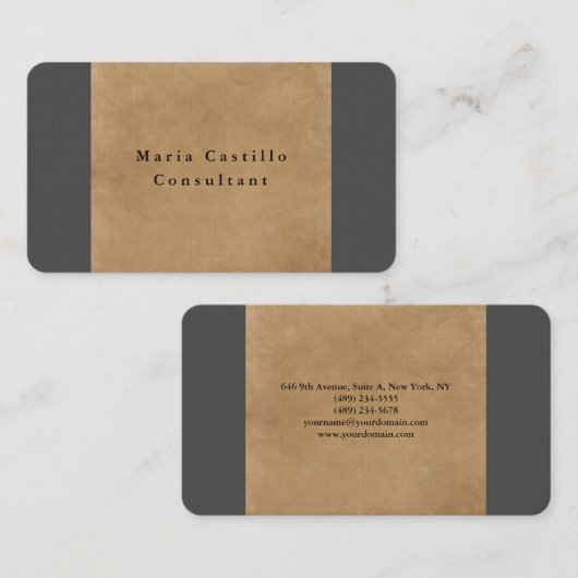 プレーンエレガントソフトブラウングレーミニマルデザイン 名刺