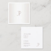 プレーンエレガントトレンディーモダンデザインモノグラムシルバー スクエア名刺 (正面/裏面)