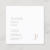 プレーンエレガントトレンディーモダンデザインモノグラムシルバー スクエア名刺 (裏面)