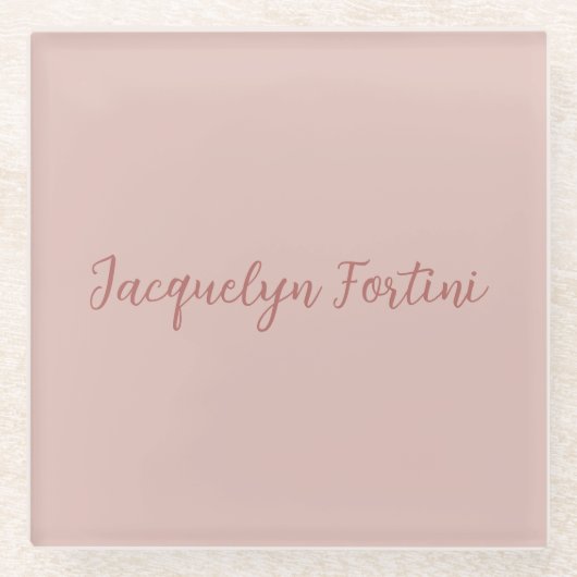 プレーンエレガントバラ金ゴールド書道スクリプト名 ガラスコースター (正面)