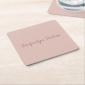 プレーンエレガントバラ金ゴールド書道スクリプト名 スクエアペーパーコースター (アングル)