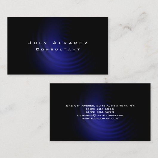 プレーンエレガントブラックブルーミニマルモダンリスト 名刺 (正面/裏面)