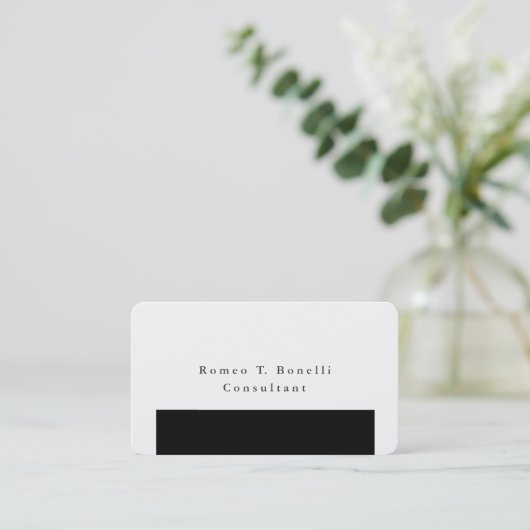 プレーンエレガントブラック&ホワイトミニマリストデザイン 名刺 (スタンド正面)