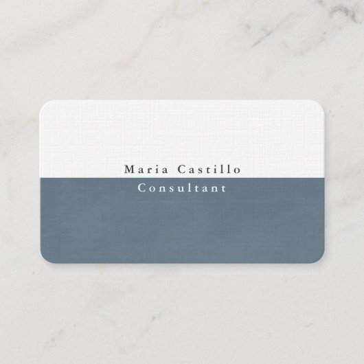 プレーンエレガントブルーグレーホワイトミニマルモダンリスト 名刺 (正面)